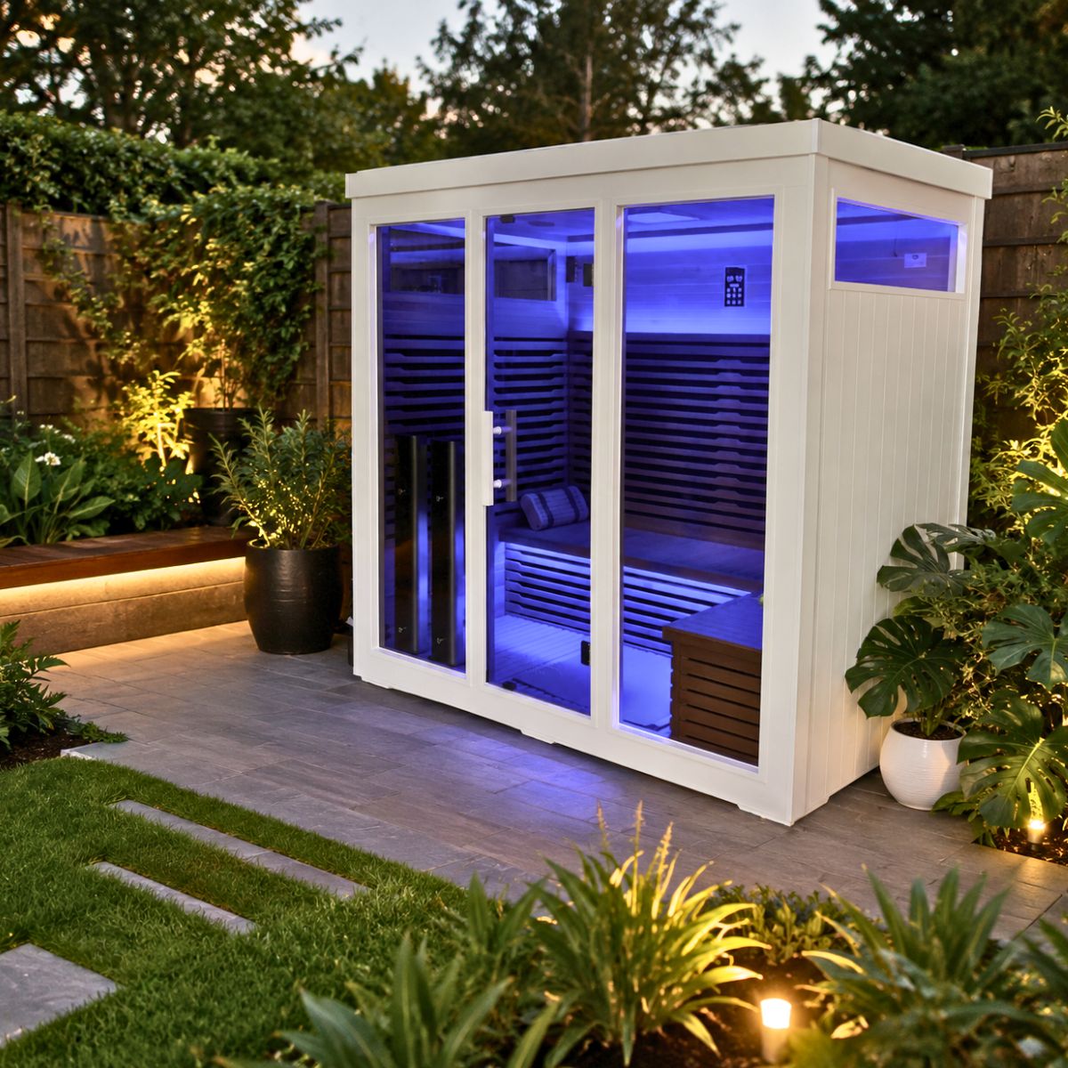 Bella Deluxe 5 Person Outdoor Infrared Sauna (White)