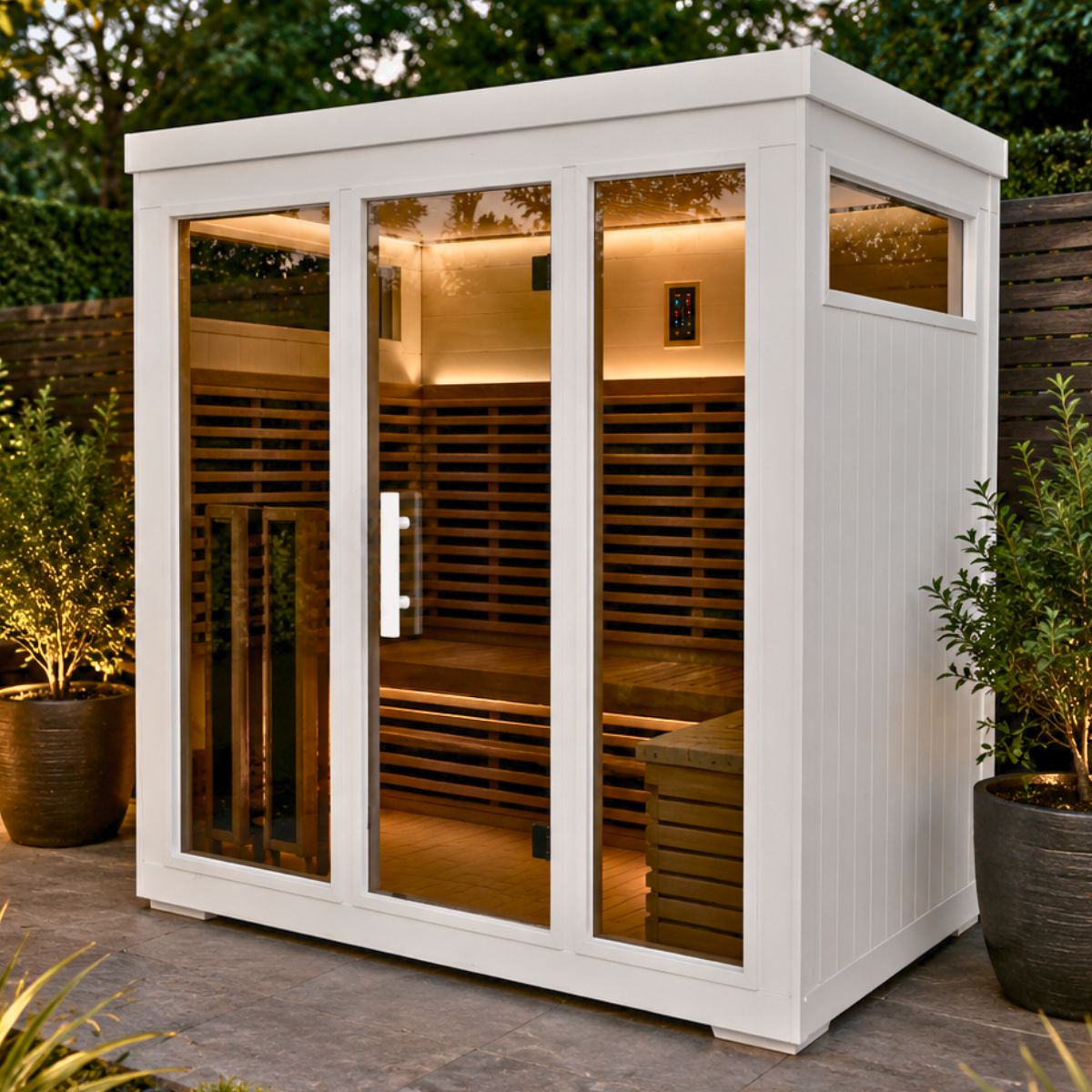 Bella Deluxe 5 Person Outdoor Infrared Sauna (White) 2