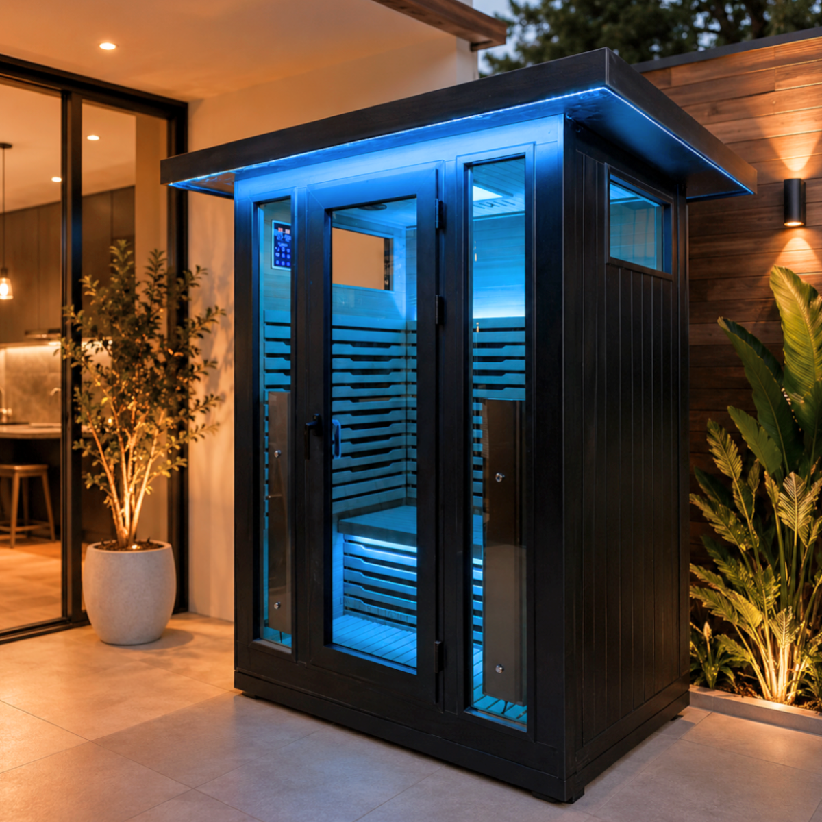 La Mar 2 Person Outdoor Infrared Sauna (Black) lifestyle